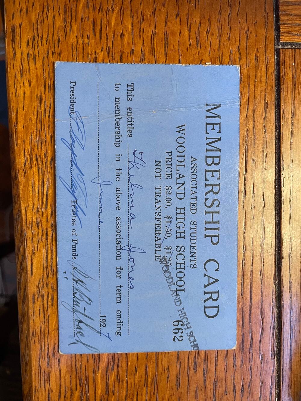 1927 Woodland High School Membership Card Dance Programme Pressed Flower Corsage